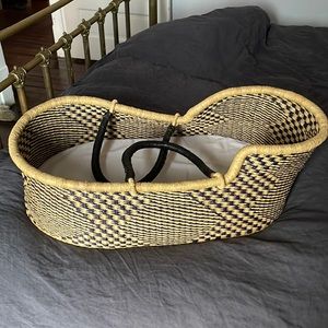 Baby bassinet. Baby bed, wicker bassinet